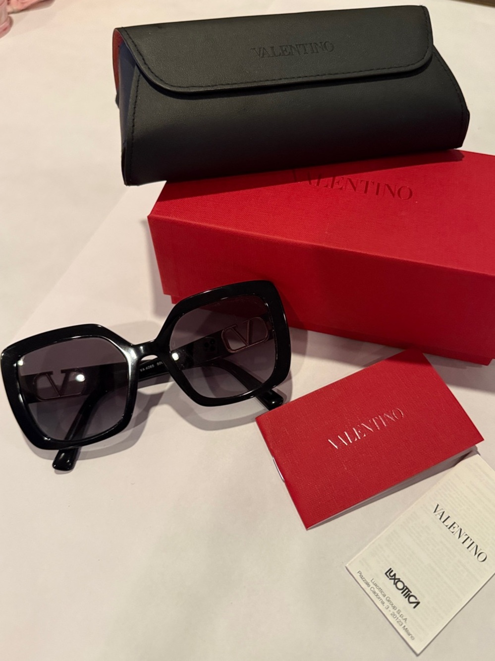 Valentino Black Oversized Square Sunglasses with Dark Lenses